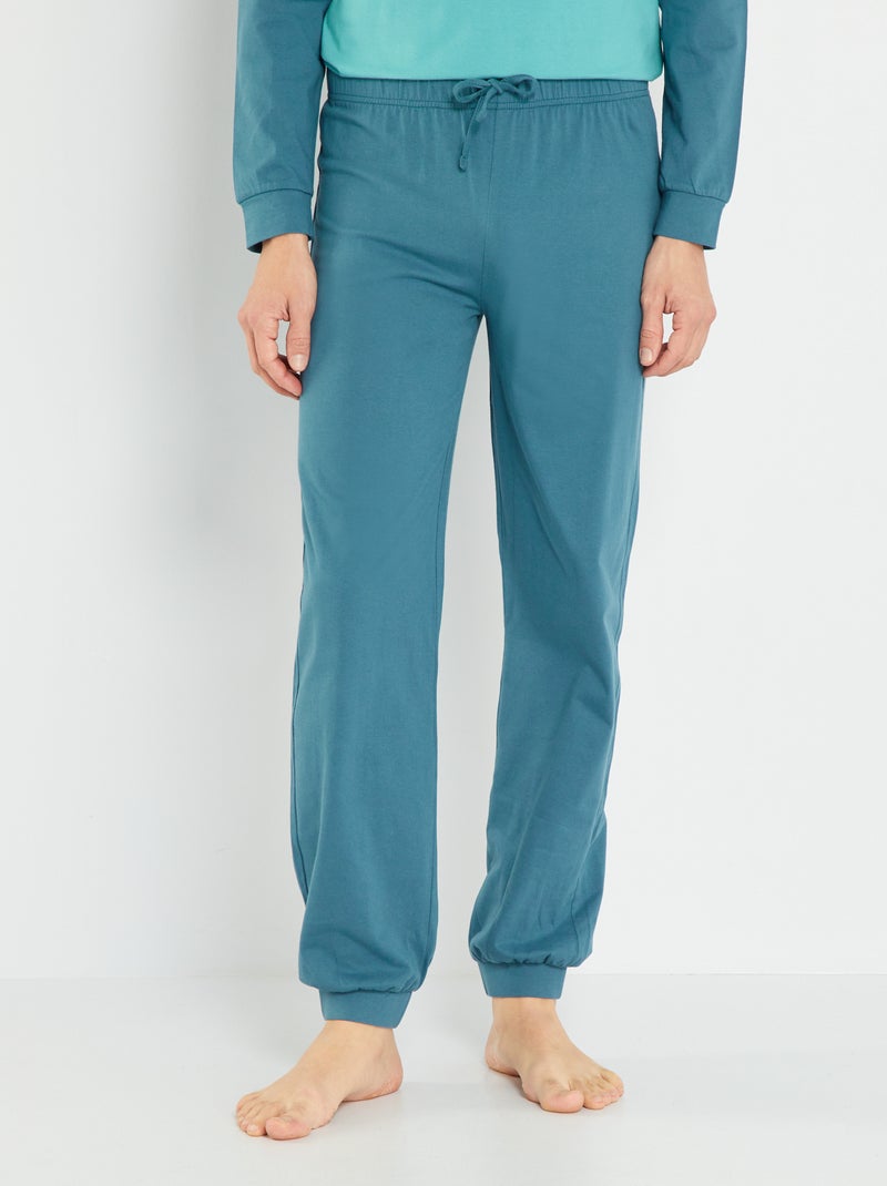 Pantalon de nuit jersey bleu - Kiabi