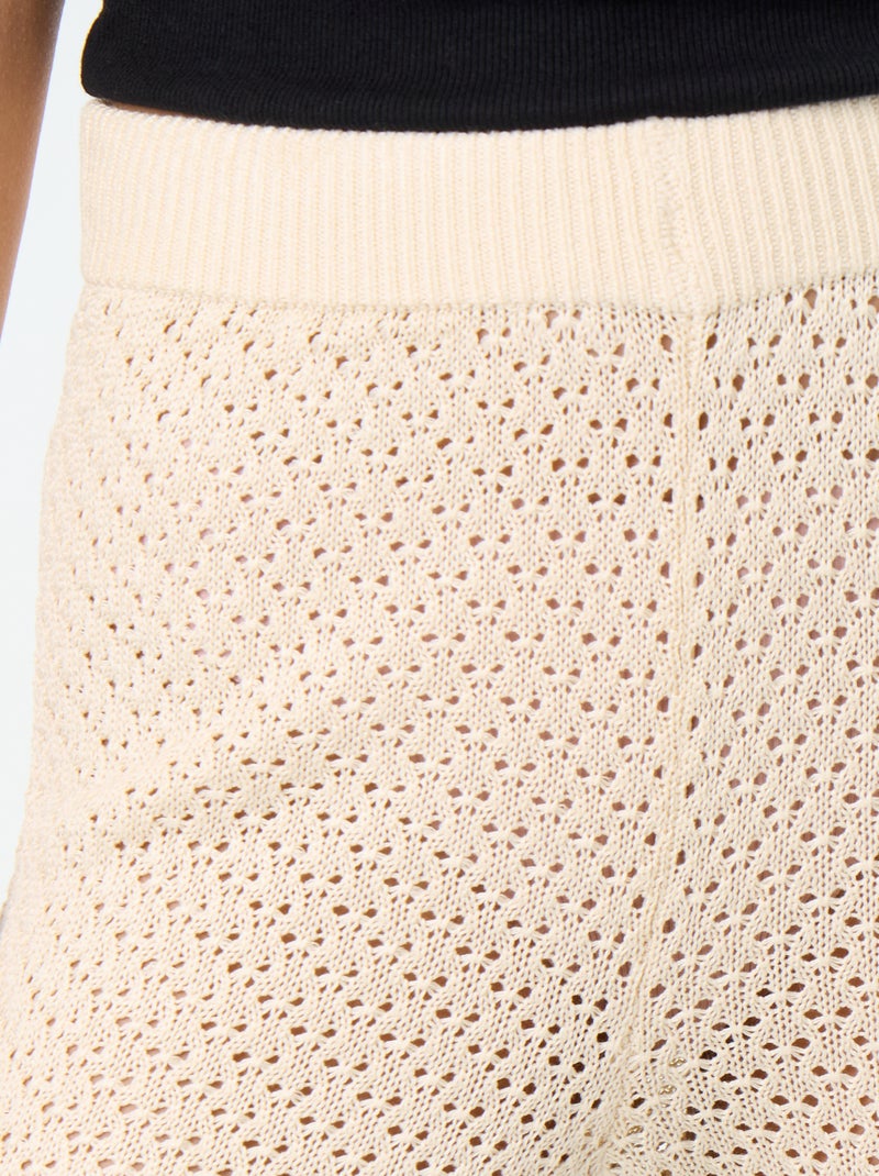 Pantalon de plage en maille crochet Beige - Kiabi