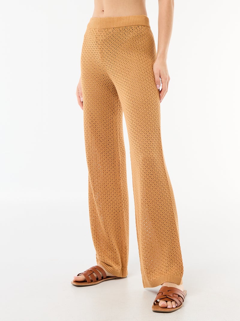 Pantalon de plage en maille crochet Marron - Kiabi