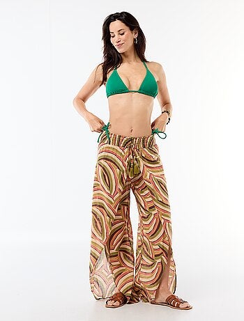 Pantalon de plage en viscose imprimée