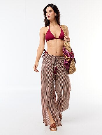 Pantalon de plage en viscose imprimée