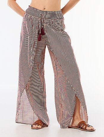 Pantalon de plage en viscose imprimée