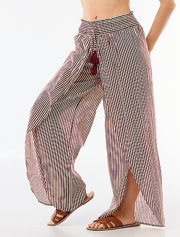 Pantalon de plage en viscose imprimée