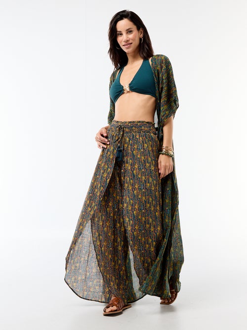 Pantalon de plage en viscose imprimée - Kiabi