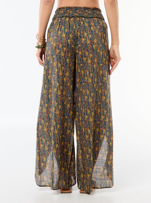 Pantalon de plage en viscose imprimée - Kiabi