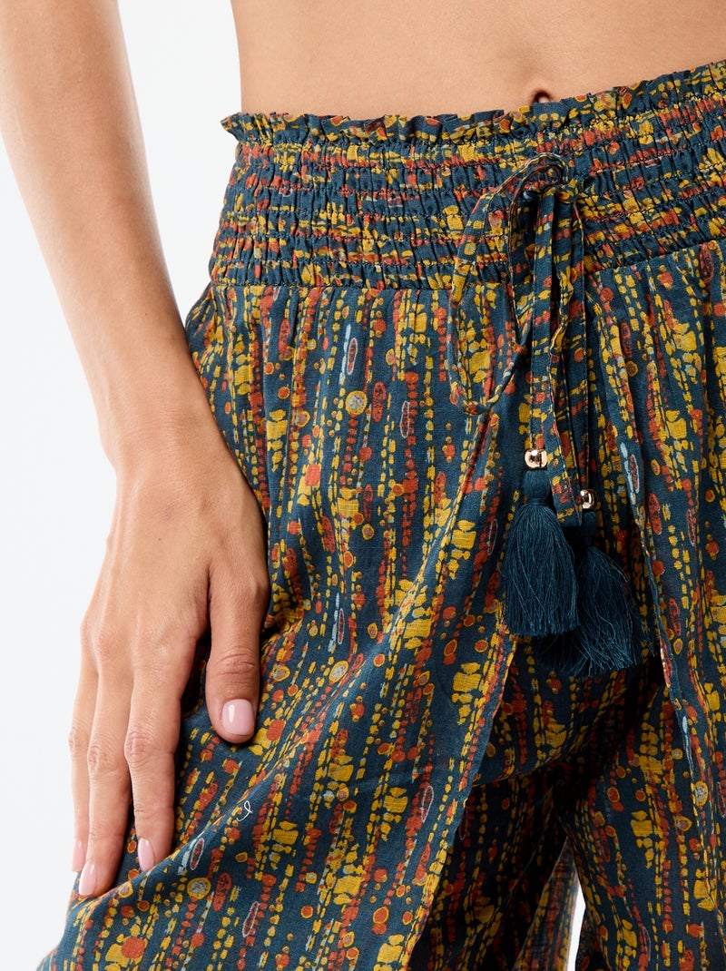 Pantalon de plage en viscose imprimée Bleu - Kiabi