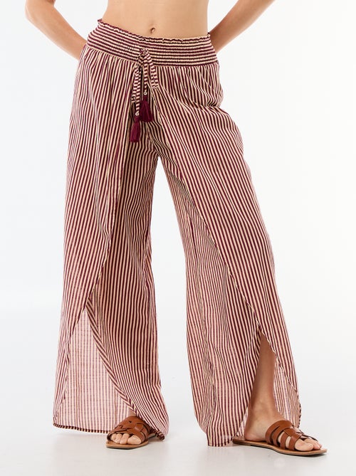 Pantalon de plage en viscose imprimée - Kiabi