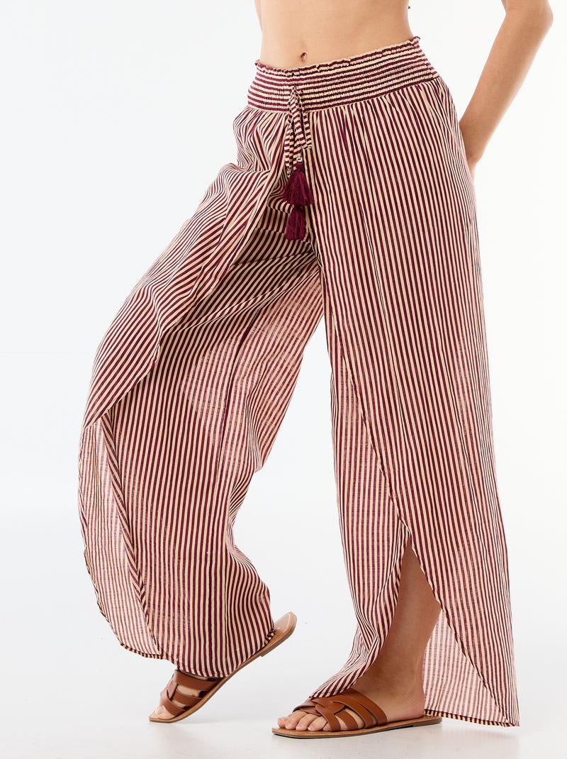 Pantalon de plage en viscose imprimée Rouge - Kiabi