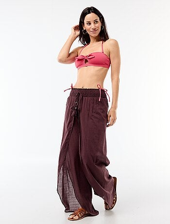 Pantalon de plage en viscose imprimée