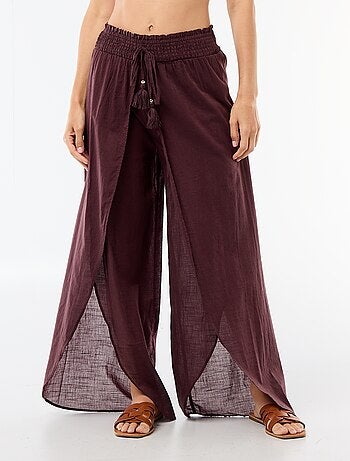 Pantalon de plage en viscose imprimée