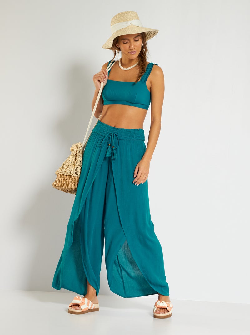 Pantalon de plage fendu Bleu lagon - Kiabi