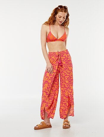 Pantalon de plage imprimé feuillage