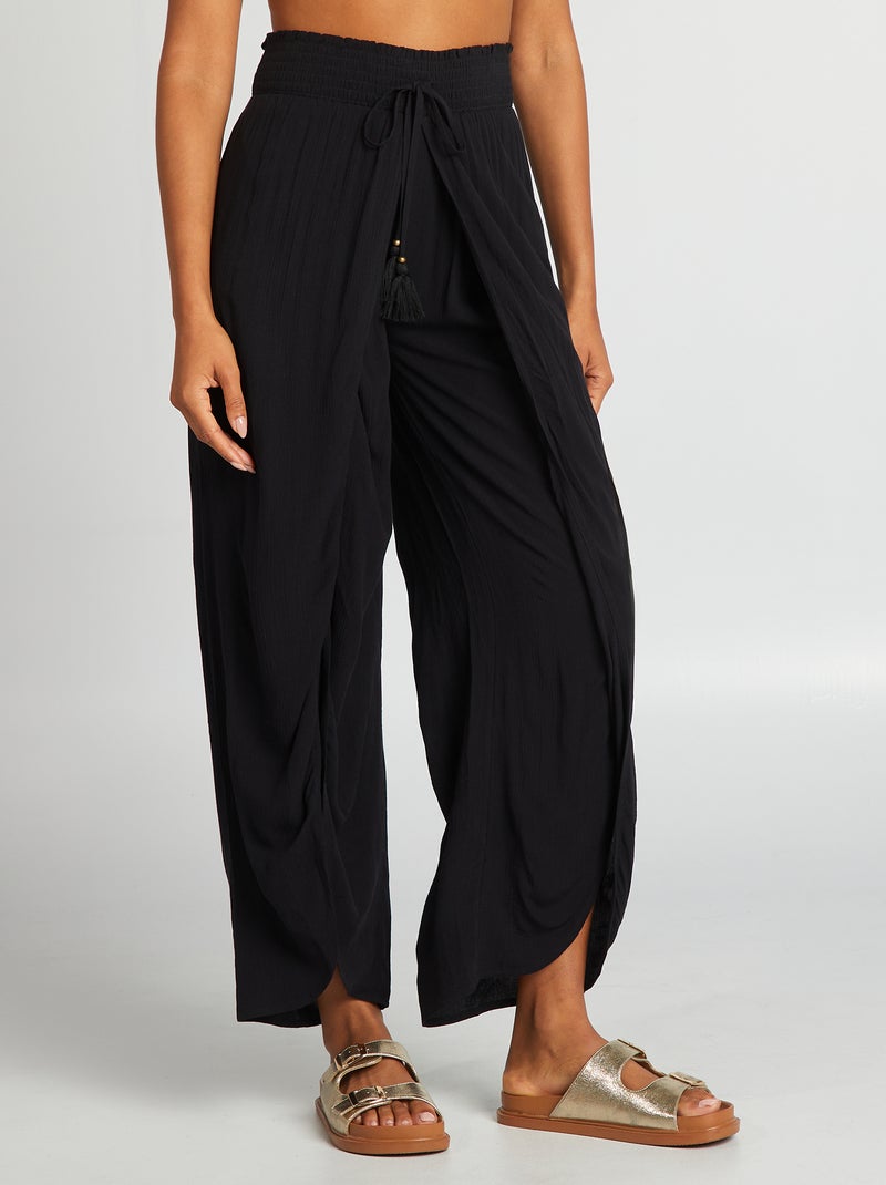 Pantalon de plage large Noir - Kiabi