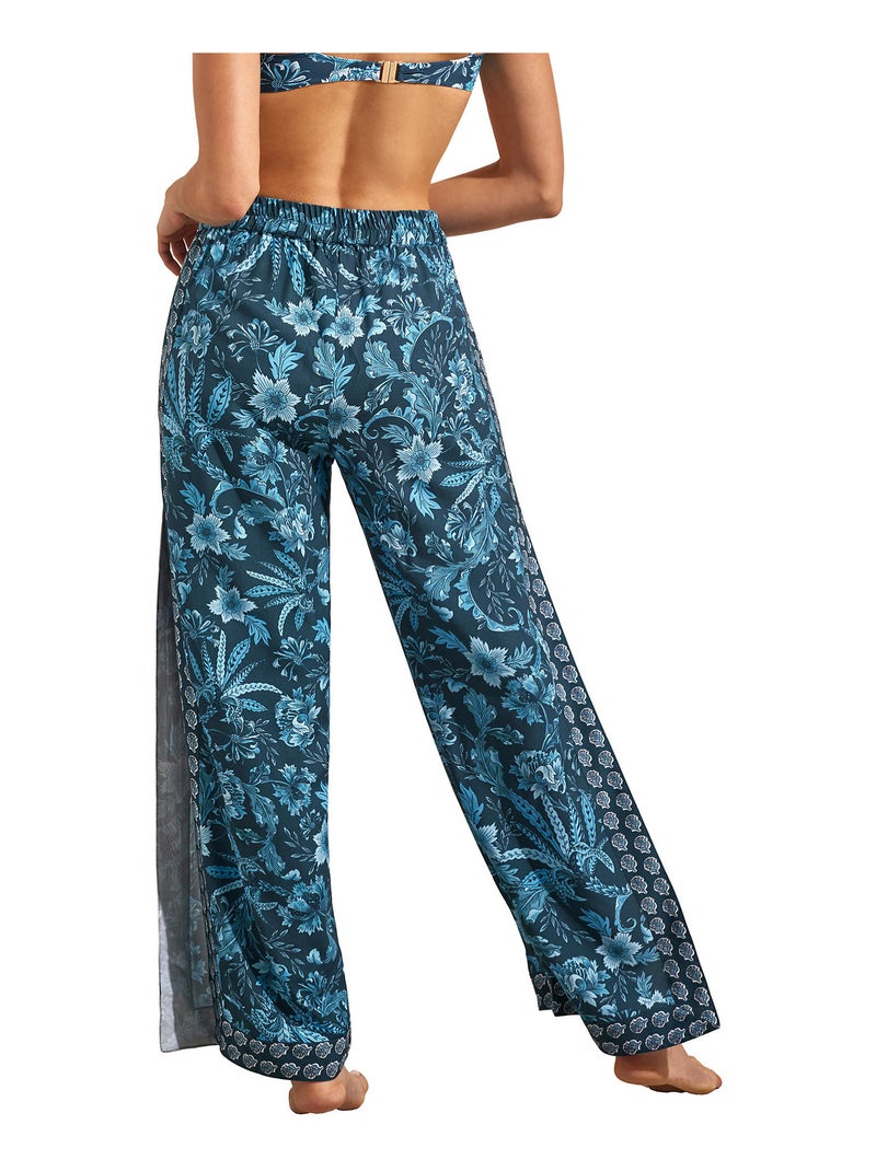Pantalon de plage palazzo fendu ACANTHUS Bleu - Kiabi