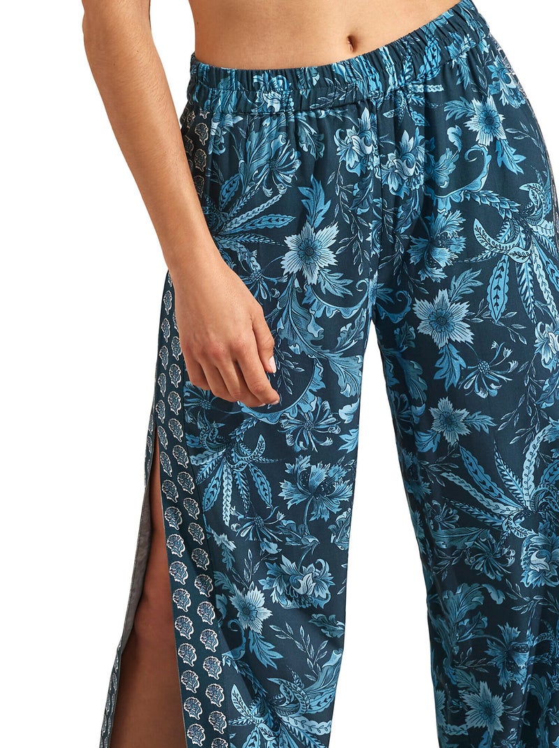 Pantalon de plage palazzo fendu ACANTHUS Bleu - Kiabi