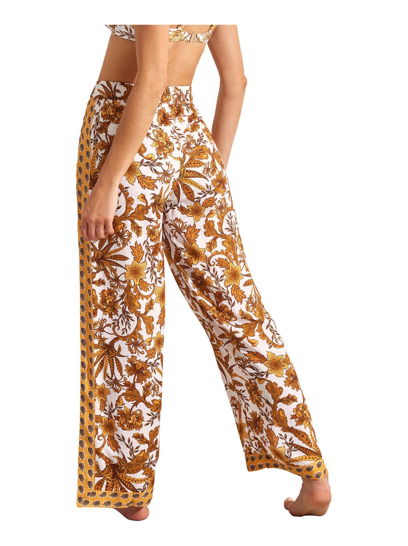 Pantalon de plage palazzo fendu ACANTHUS Jaune - Kiabi