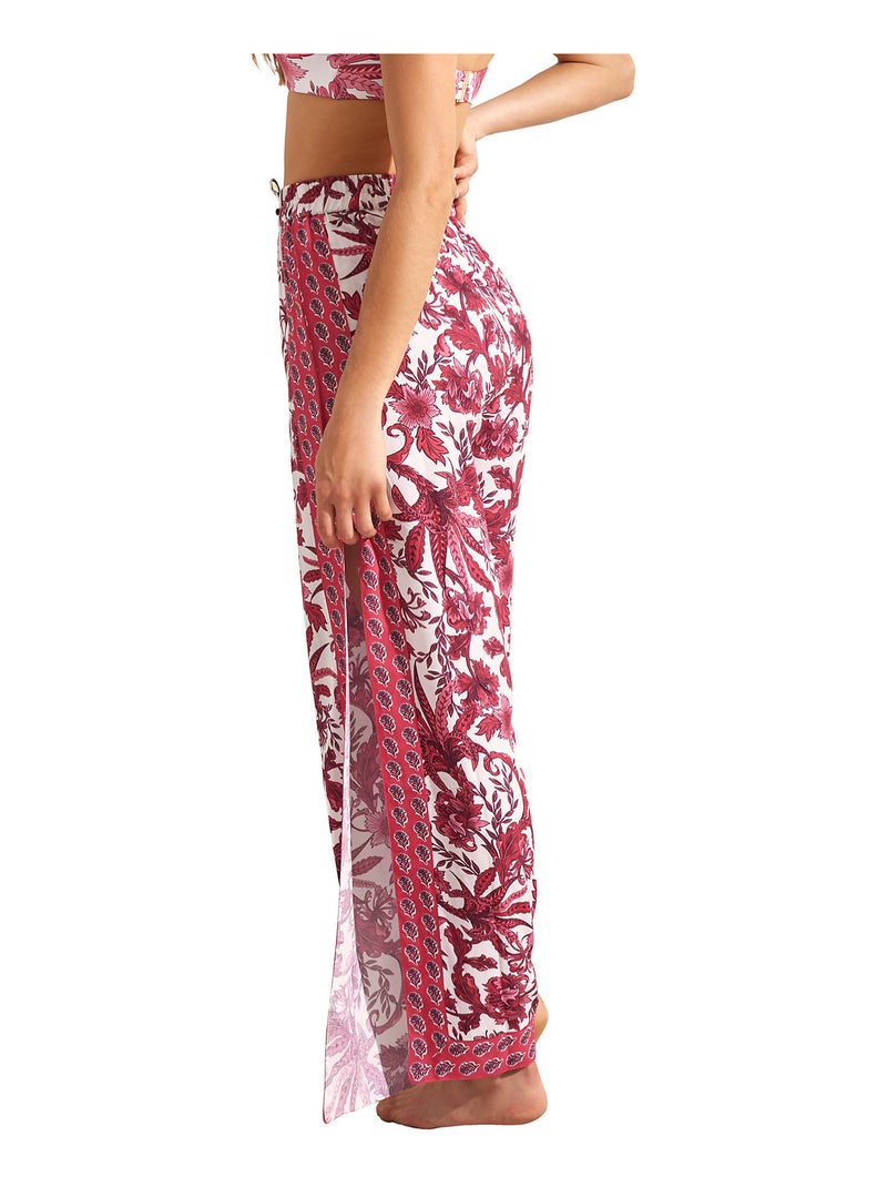 Pantalon de plage palazzo fendu ACANTHUS Rose - Kiabi