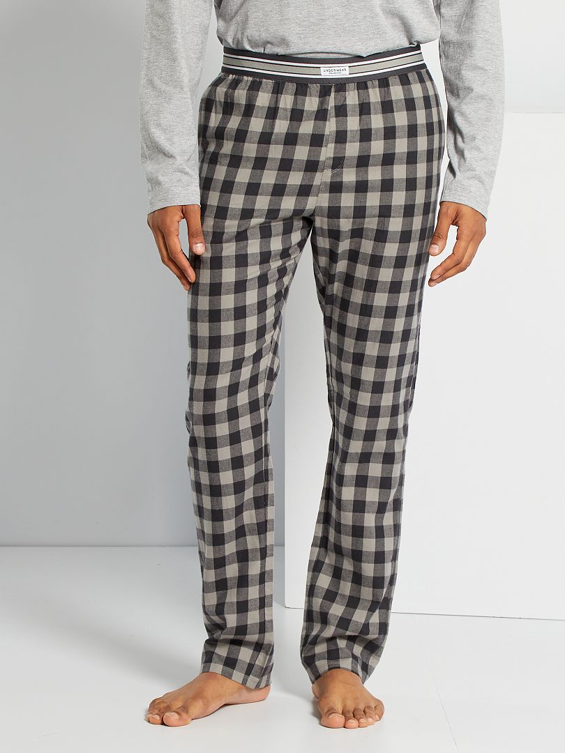 Pantalon de pyjama à carreaux gris/carreaux - Kiabi