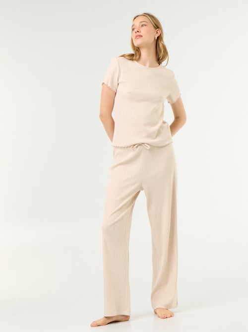Pantalon de pyjama en maille côtelée - Kiabi