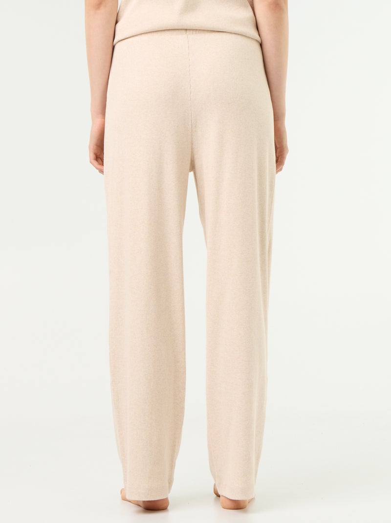 Pantalon de pyjama en maille côtelée Beige - Kiabi