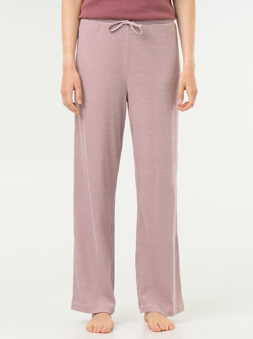 Pantalon de pyjama en maille côtelée - Kiabi