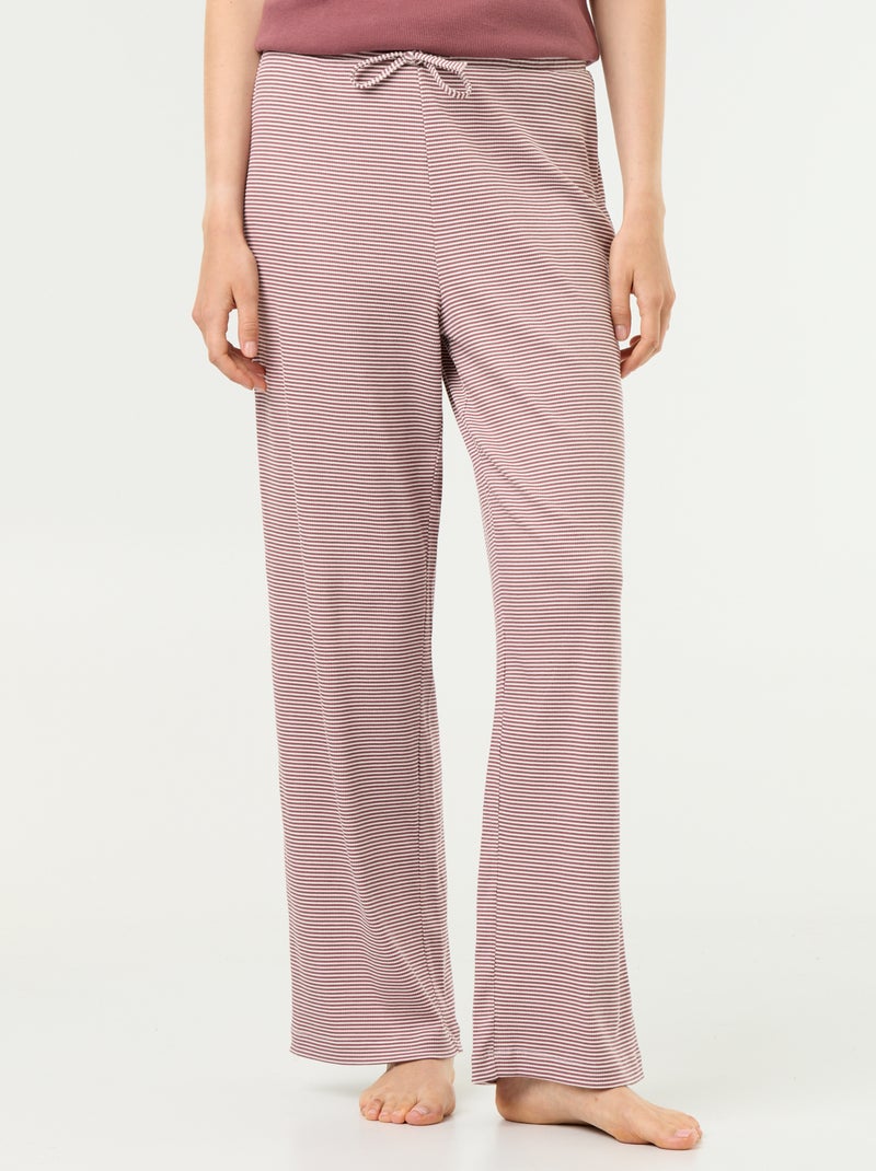 Pantalon de pyjama en maille côtelée Marron clair - Kiabi