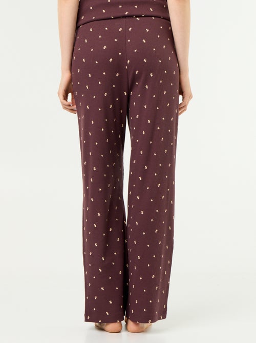 Pantalon de pyjama en maille côtelée - Kiabi