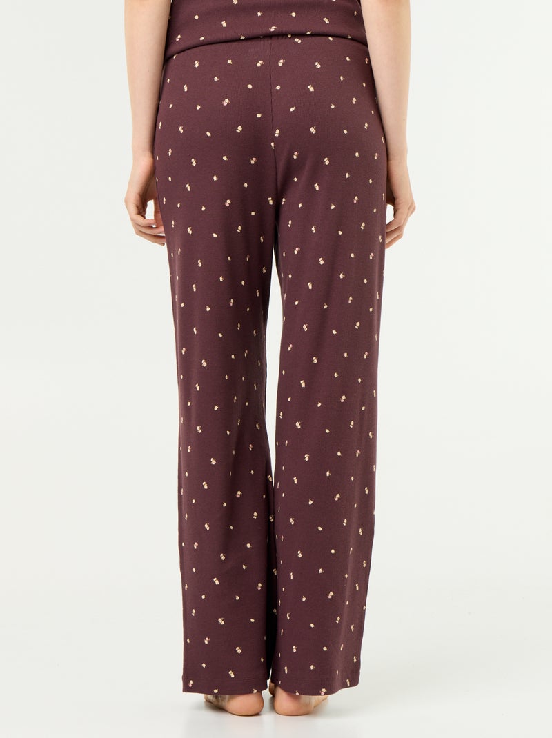 Pantalon de pyjama en maille côtelée Marron foncé - Kiabi