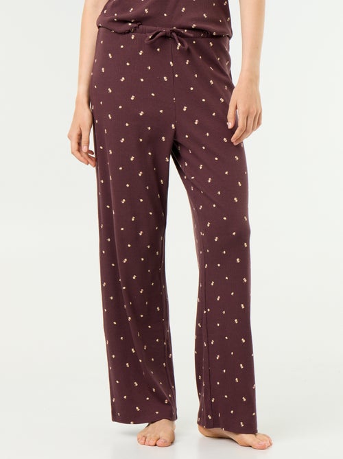 Pantalon de pyjama en maille côtelée - Kiabi