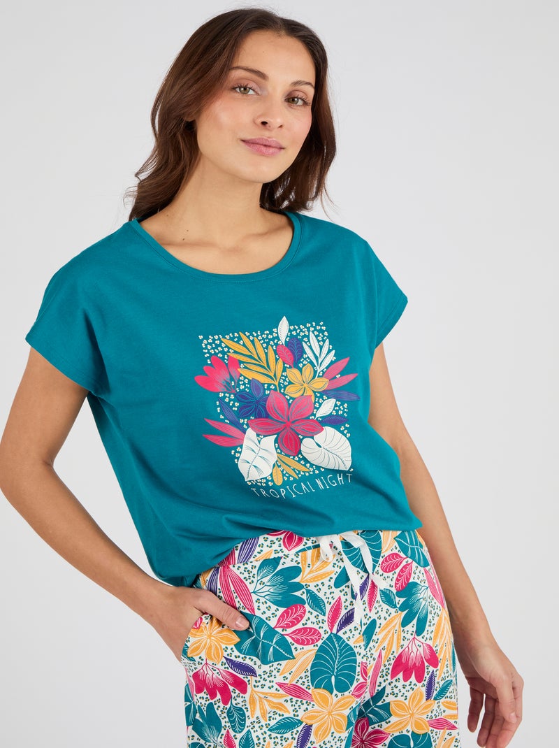 Pantalon de pyjama en maille jersey pur coton - Damart Bleu - Kiabi