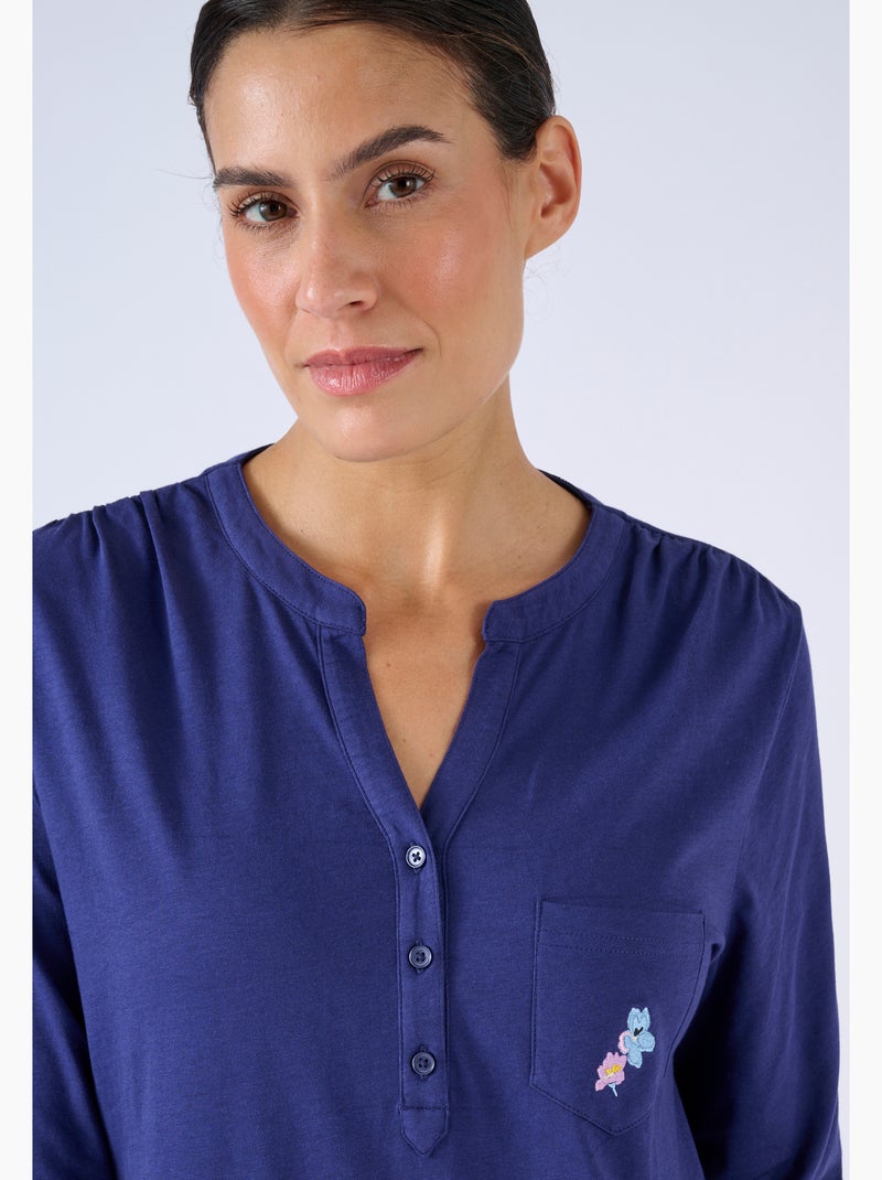 Pantalon de pyjama en maille jersey pur coton - Damart Bleu marine - Kiabi