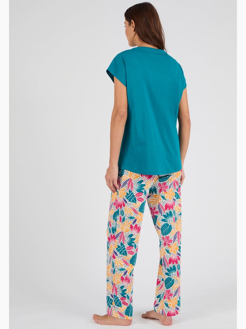 Pantalon de pyjama en maille jersey pur coton - Damart Turquoise - Kiabi