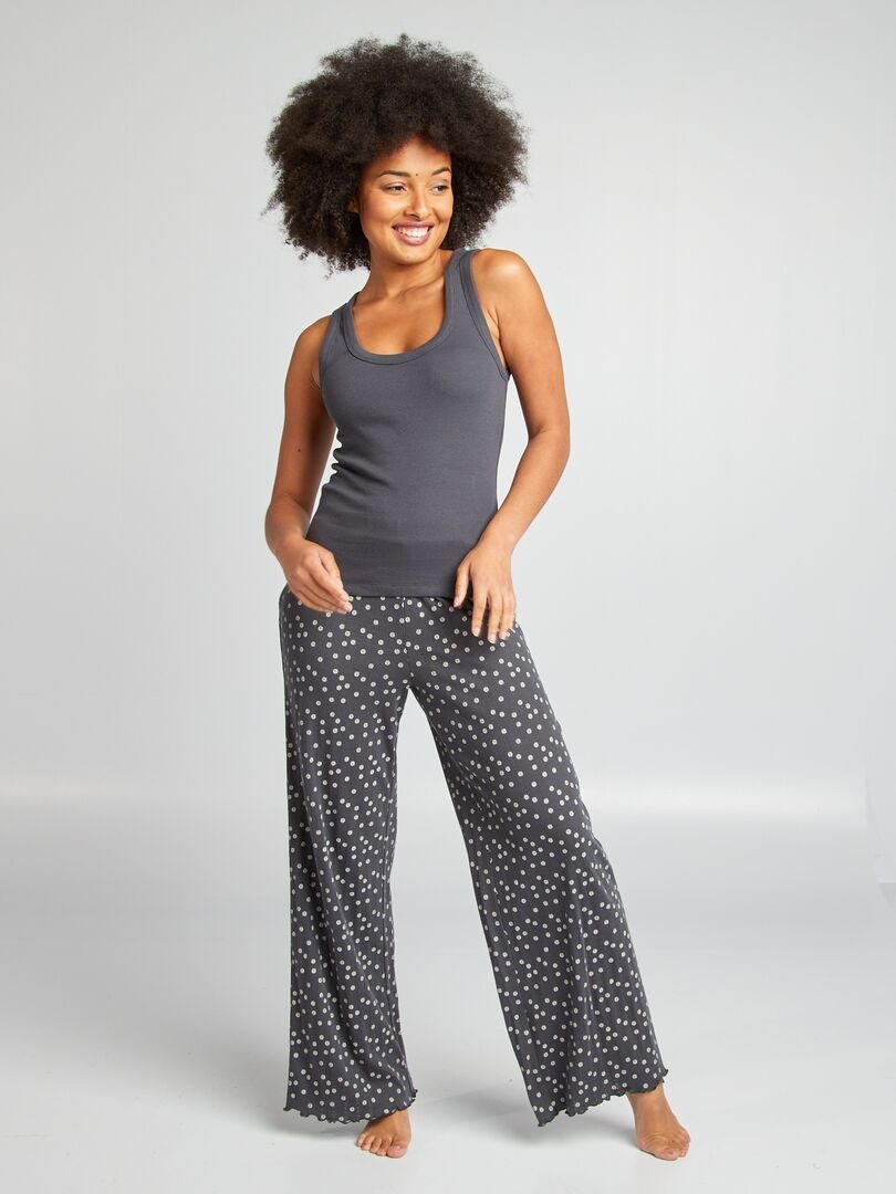 Pantalon de pyjama en maille pointelle Gris fleuri Kiabi 12.00