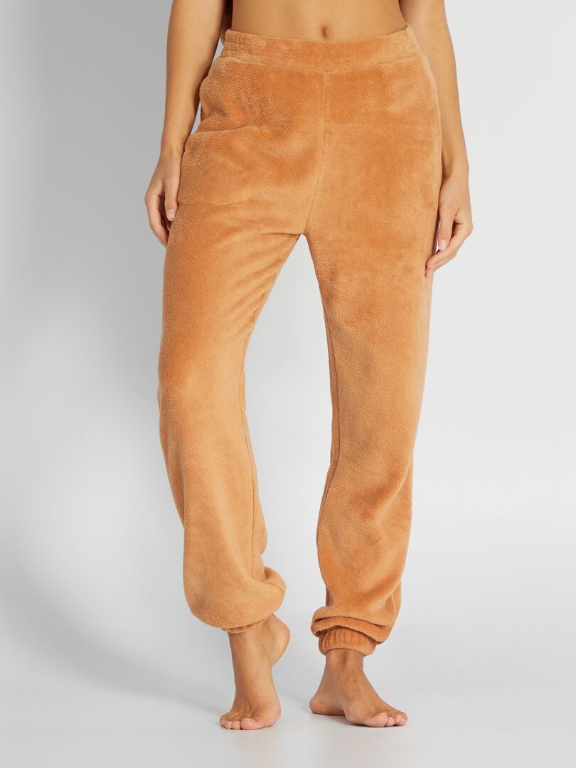 Pantalon de pyjama en polaire marron - Kiabi