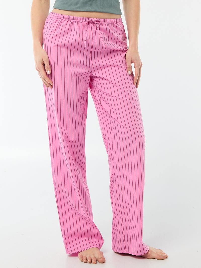 Pantalon de pyjama en popeline rayé Rose - Kiabi
