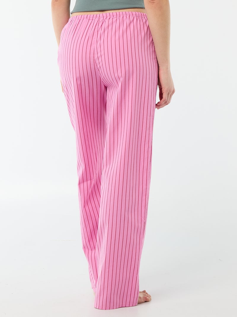 Pantalon de pyjama en popeline rayé Rose - Kiabi