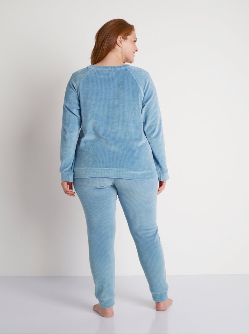 Pantalon de pyjama en velours côtelé - Afibel Bleu - Kiabi