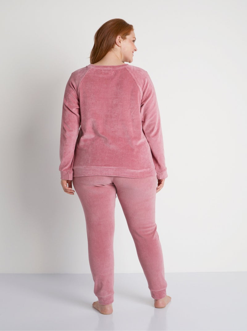Pantalon de pyjama en velours côtelé Rose - Kiabi