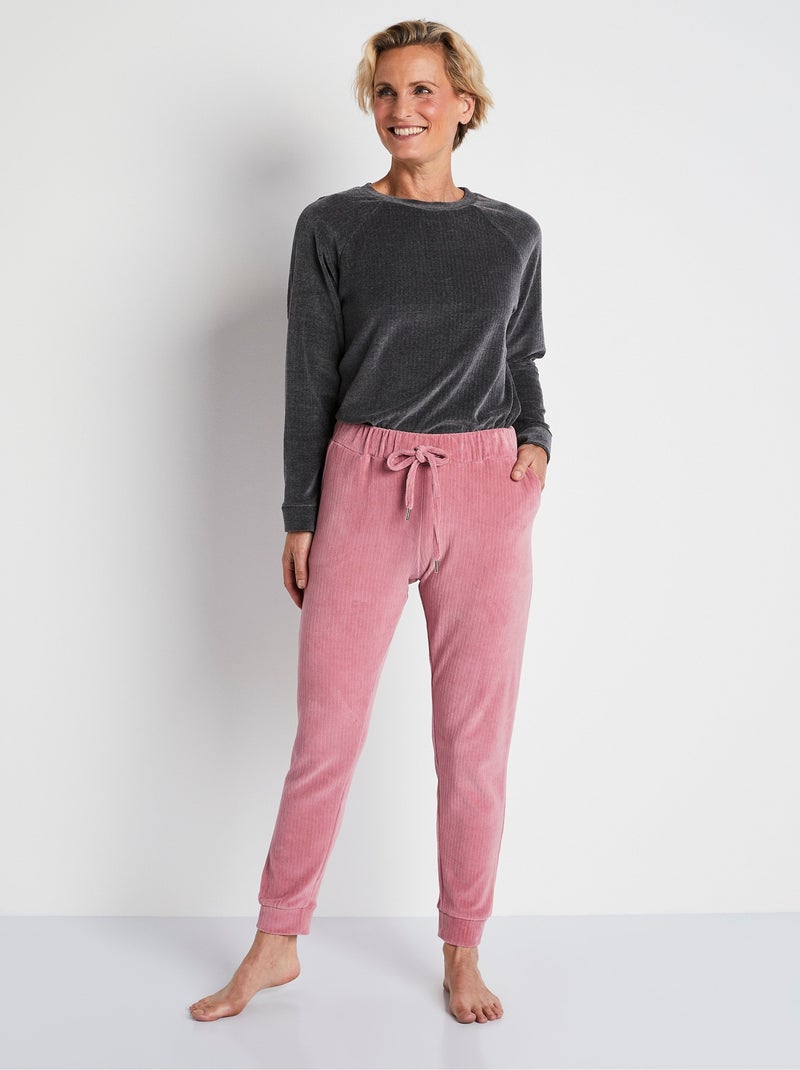 Pantalon de pyjama en velours côtelé Rose - Kiabi