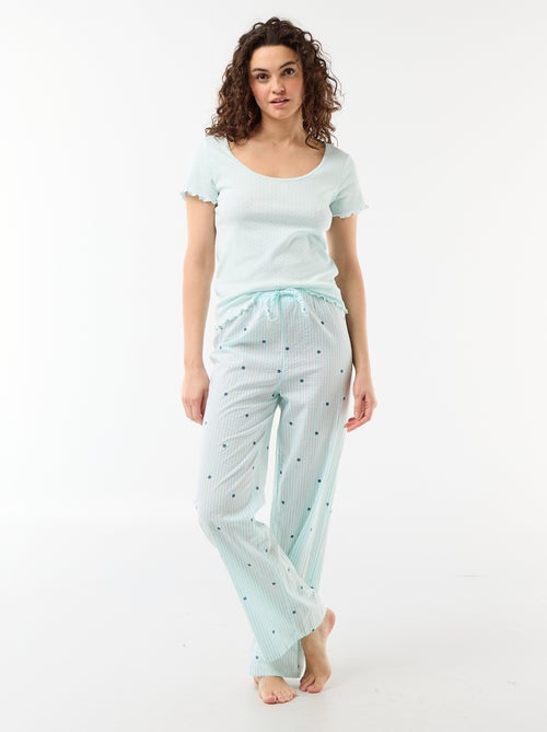 Pantalon de pyjama en voile de coton imprimé - Kiabi