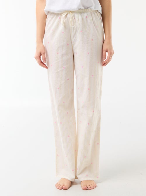 Pantalon de pyjama en voile de coton imprimé - Kiabi