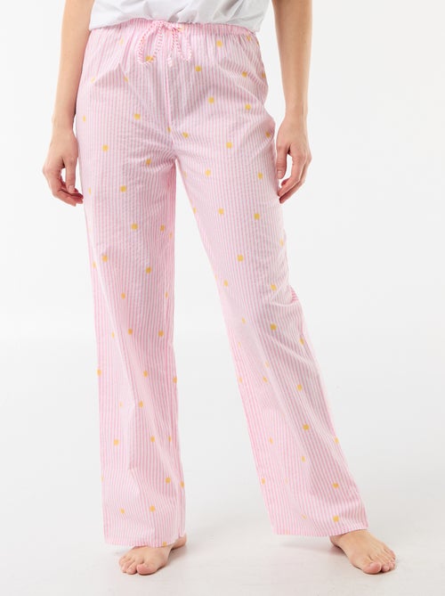 Pantalon de pyjama en voile de coton imprimé - Kiabi