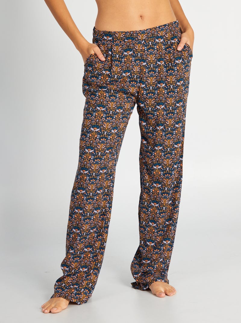 Pantalon de pyjama fluide imprimé Bleu - Kiabi