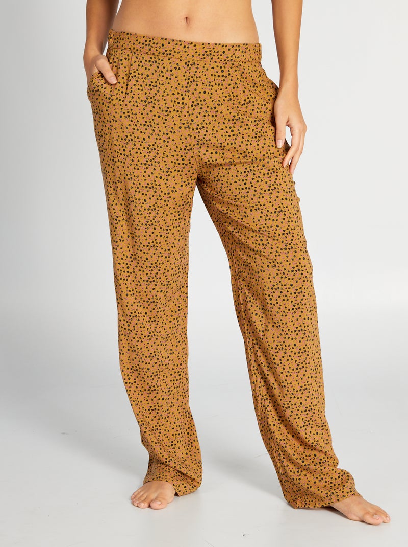 Pantalon de pyjama fluide imprimé Marron - Kiabi