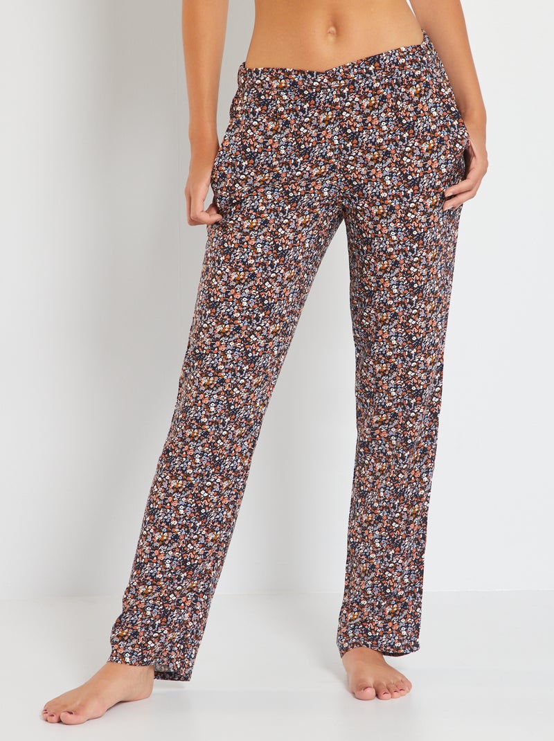 Pantalon de pyjama fluide marine - Kiabi
