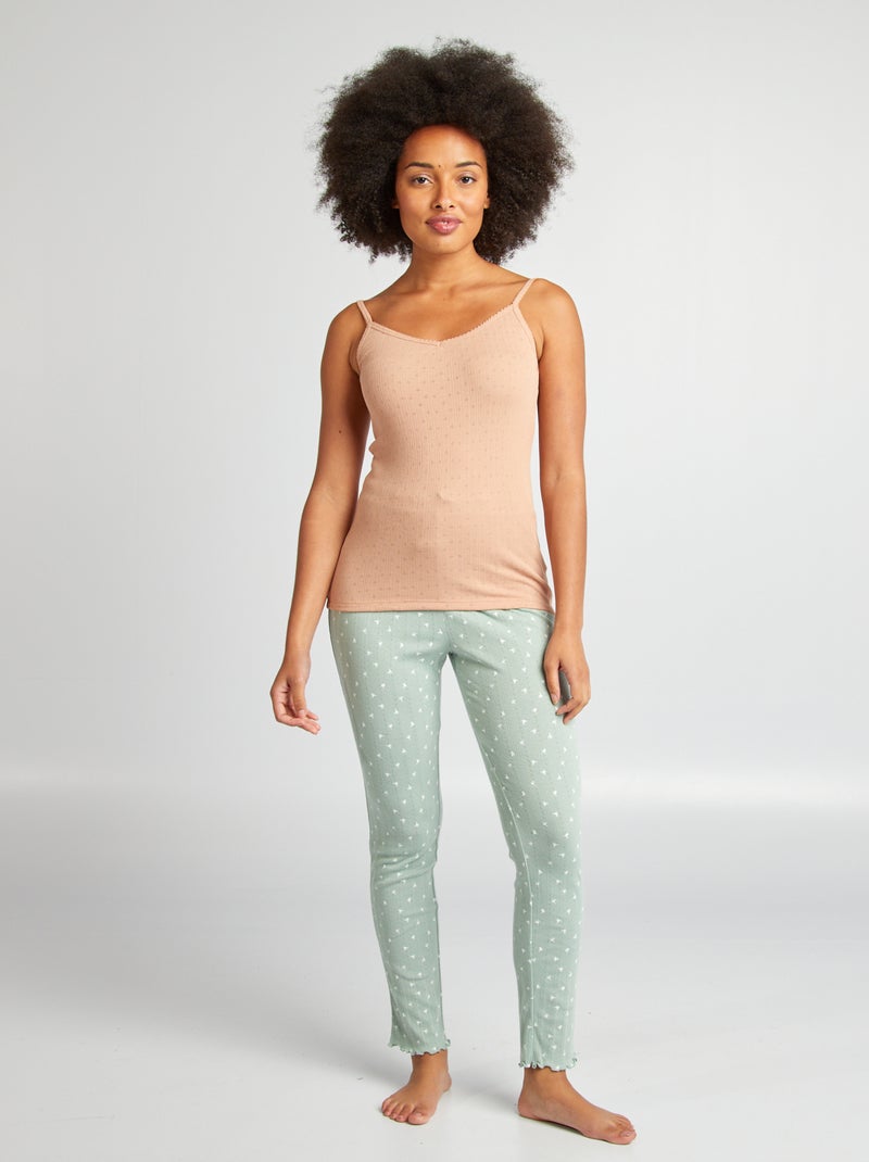 Pantalon de pyjama imprimé en maille pointelle Vert - Kiabi