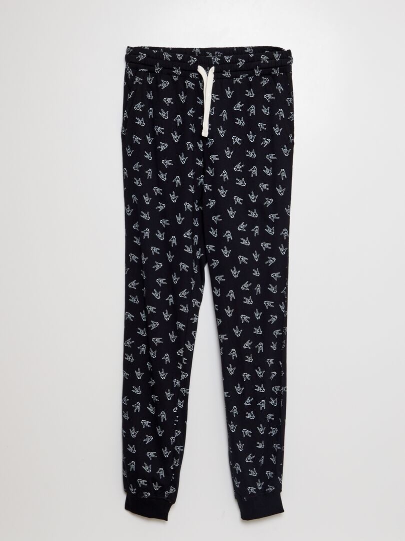 Pantalon de pyjama imprimé fantaisie Noir - Kiabi