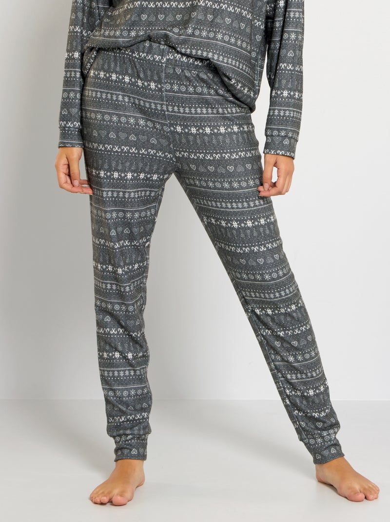 Pantalon de pyjama imprimé jacquard gris foncé - Kiabi