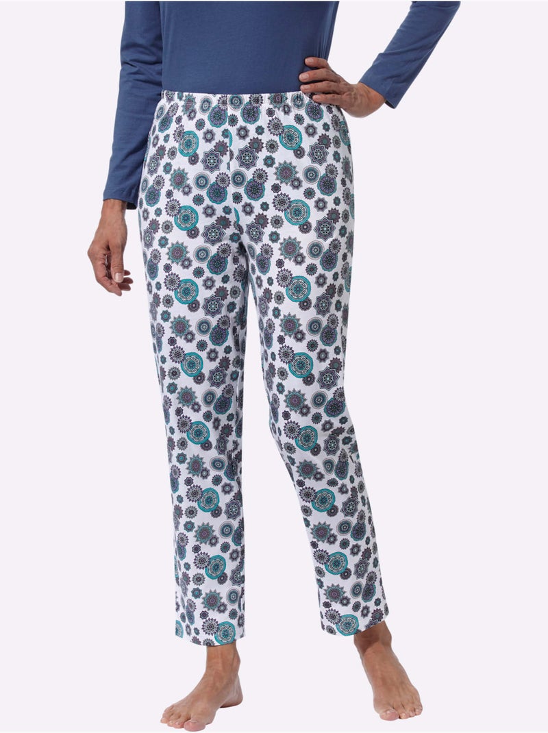 Pantalon de pyjama jersey fin - taille standard - moda vilona Écru/Violet - Kiabi