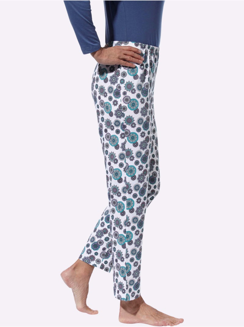Pantalon de pyjama jersey fin - taille standard - moda vilona Écru/Violet - Kiabi